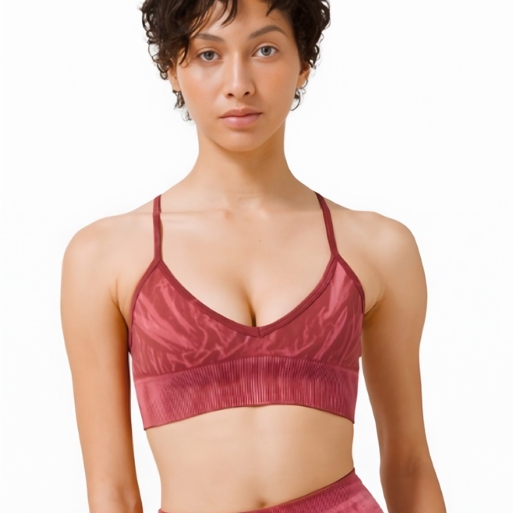 Lululemon Berry Red Sports Bra - Adjustable Straps, Low-Impact, A-C Cup, size 8